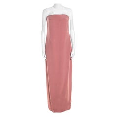 Escada Litchi Pink Silk Asymmetric Hem Strapless Gunn Evening Gown M