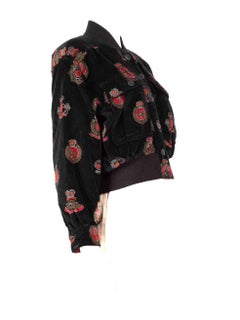 Escada Logo bedruckte Bomberjacke aus Samt Größe M