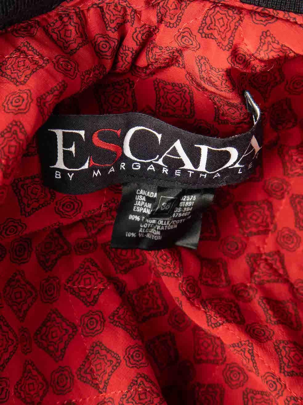 Escada Logo Printed Velvet Bomber Jacket Size M 2