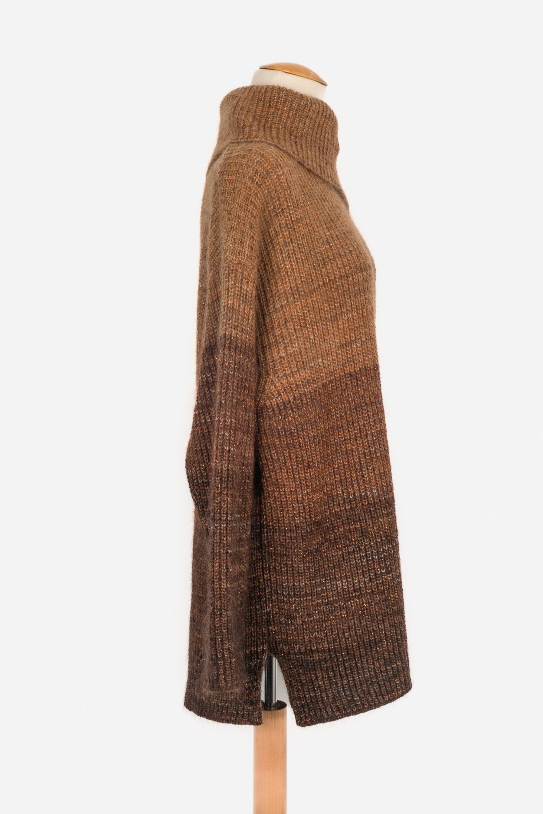 Brown Escada Long Blended Wool and Mohair Sweater For Sale