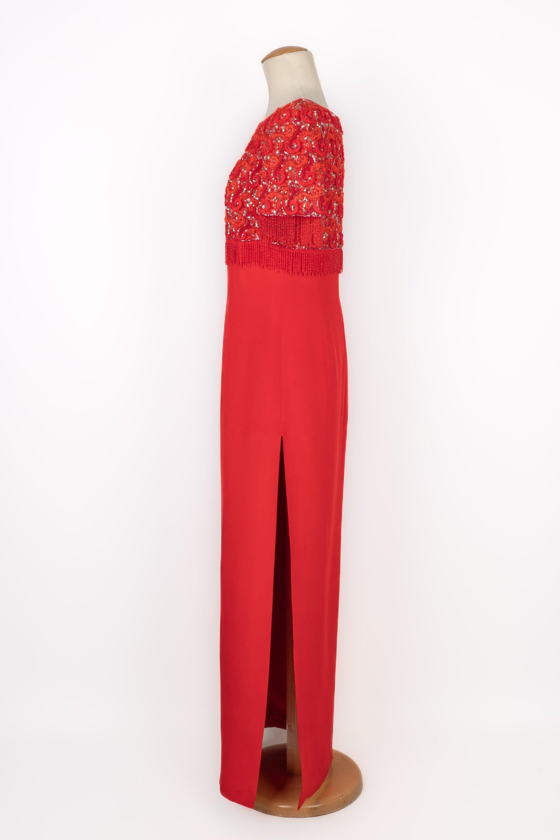 Women's Escada Long Red Silk Dress Couture