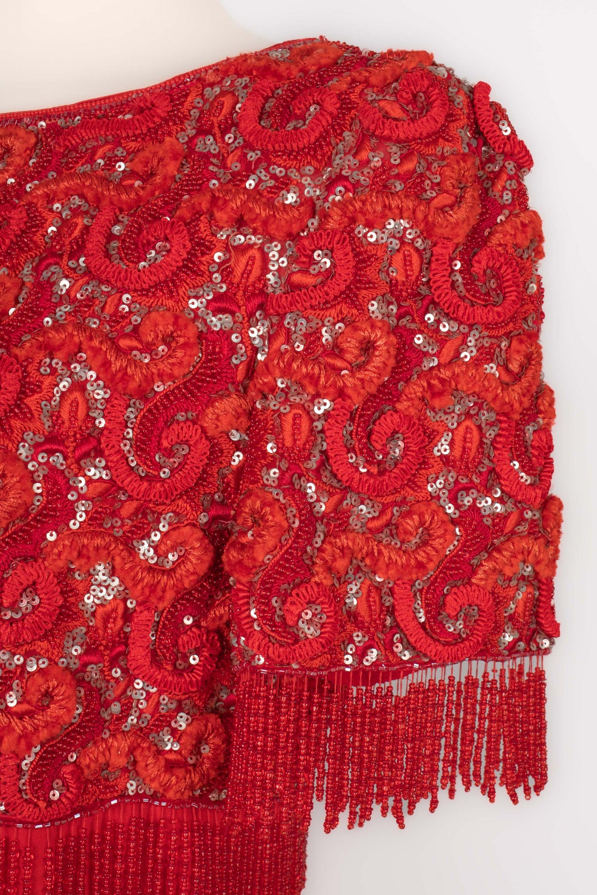 Escada Long Red Silk Dress Couture 2