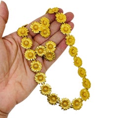 ESCADA Made in FRANCE signed vintage gold flowers designer necklace earrings set