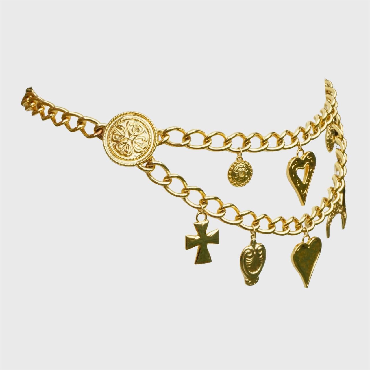 Escada Made in Spain Cintura con charme a catena placcata oro circa anni '80 In condizioni buone in vendita a London, GB