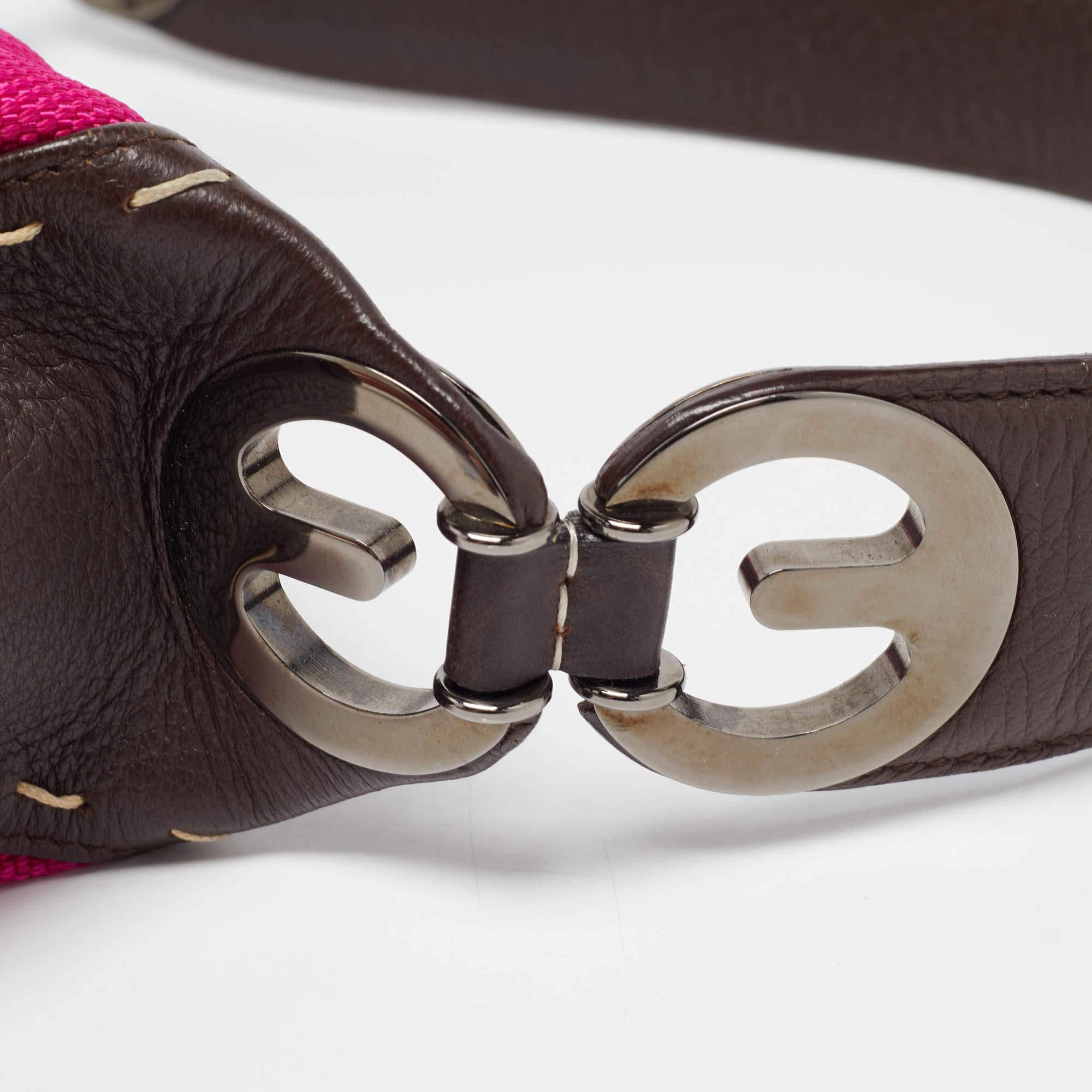 Escada Magenta/marrone scuro in pelle e tela Borsa Eluna piccola 3