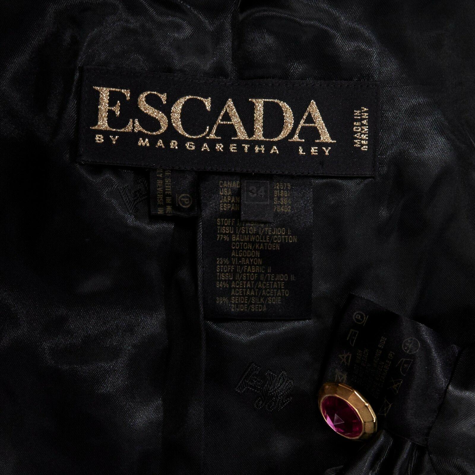 ESCADA MARGARETHA LEY 1980's black velvet gold sequins beaded bolero jacket S 6