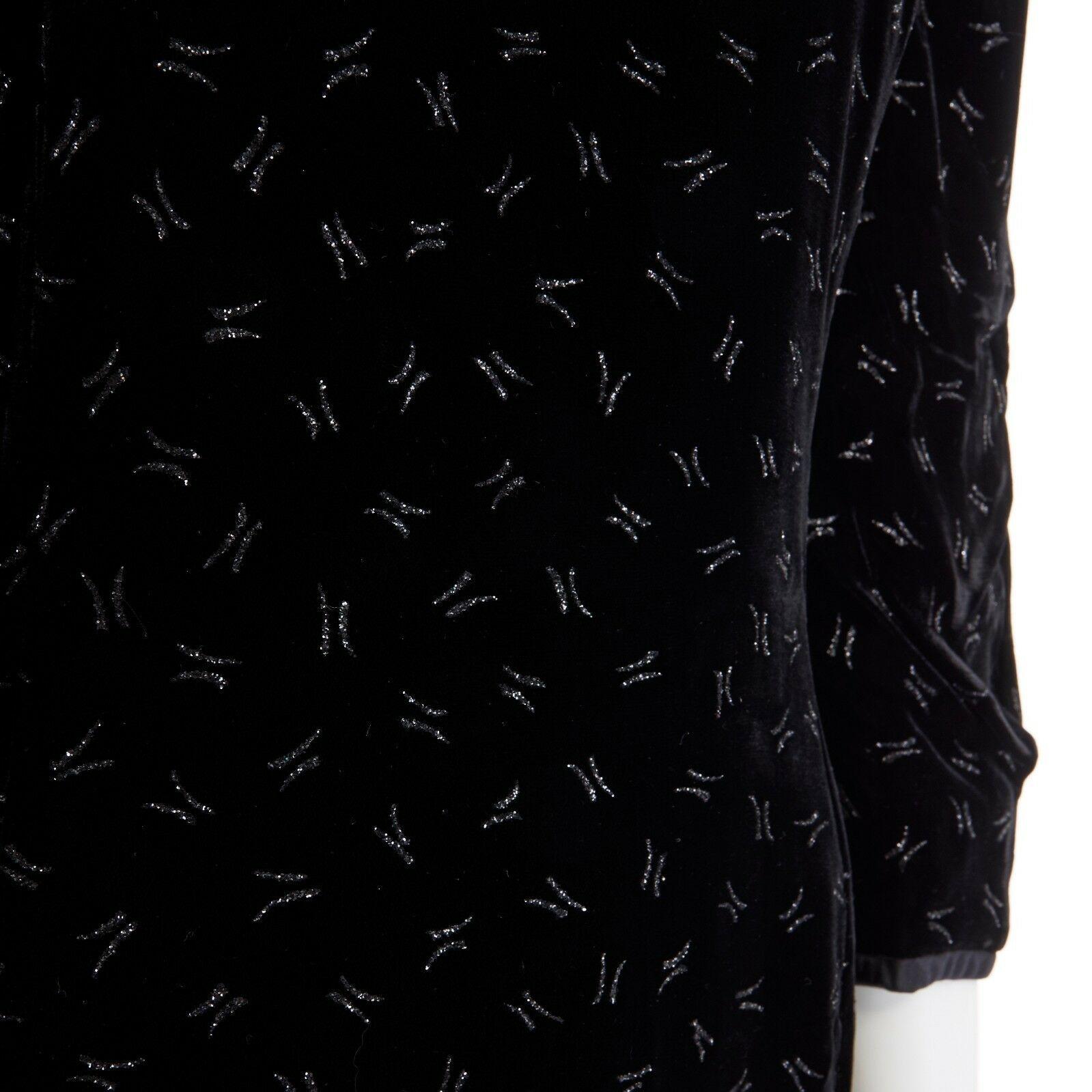 ESCADA MARGARETHA LEY 1980's embroidered velvet pleated box ruffle hem dress M 3
