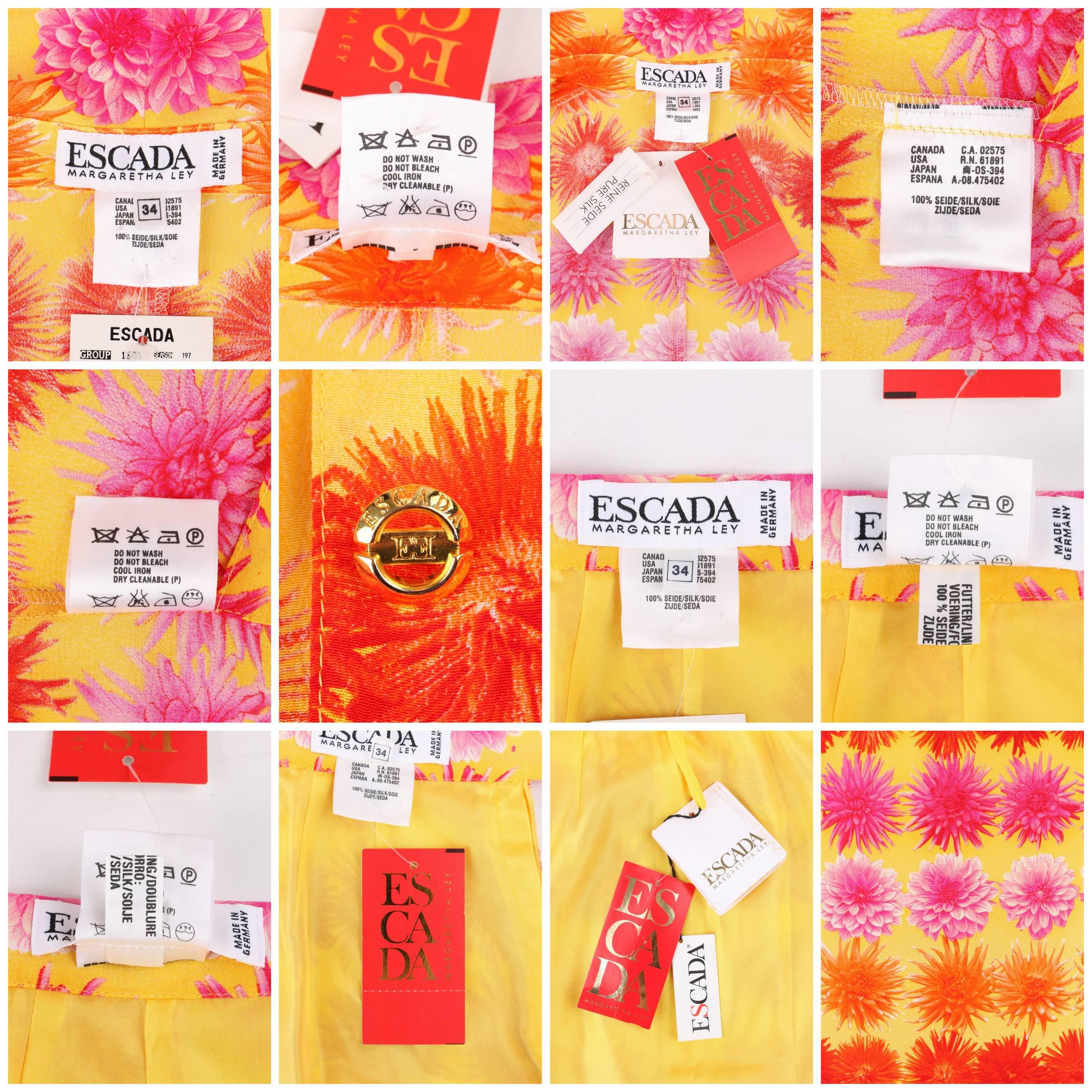 ESCADA Margaretha Ley ca. 1990er Jahre 2-teiliges Set aus Bluse, Rock und Kleid mit Blumenmuster, neu mit Etikett im Angebot 5