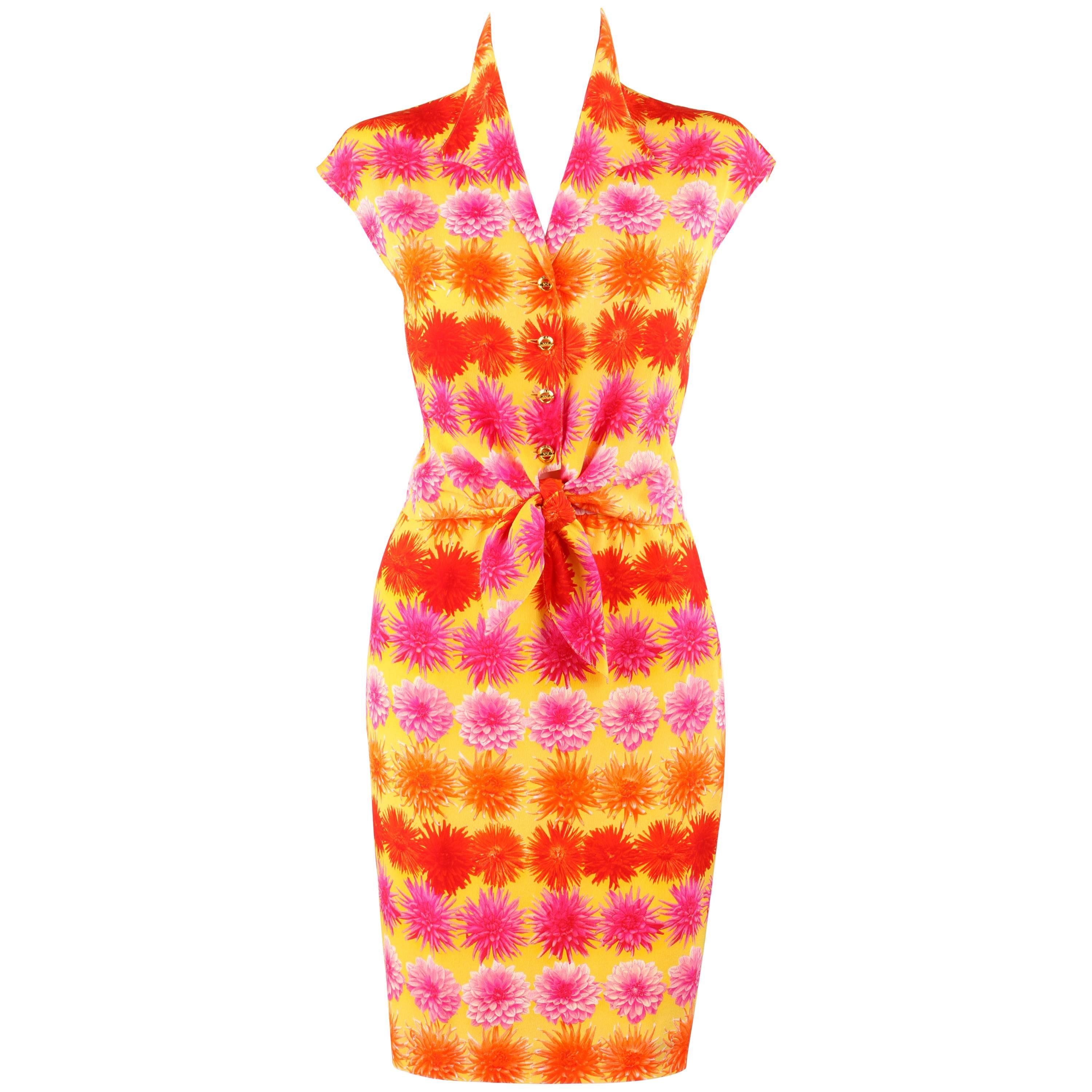 ESCADA Margaretha Ley ca. 1990er Jahre 2-teiliges Set aus Bluse, Rock und Kleid mit Blumenmuster, neu mit Etikett im Angebot