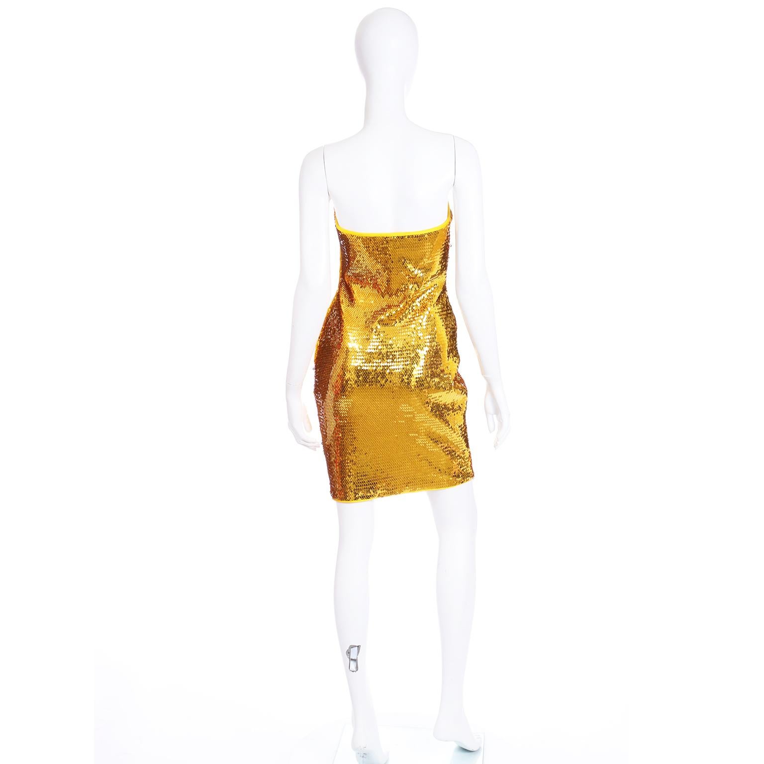 gold strapless mini dress