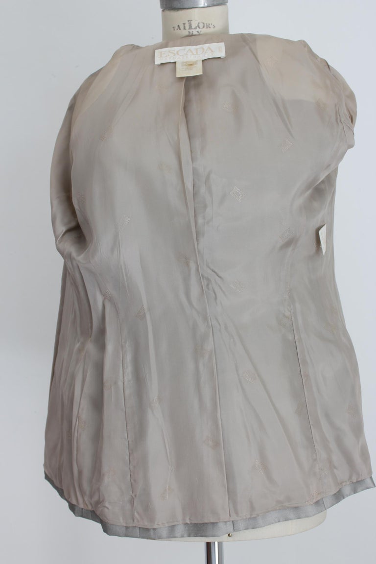 Escada Margaretha Ley Gray Silk Button Jewel Evening Structured Jacket ...