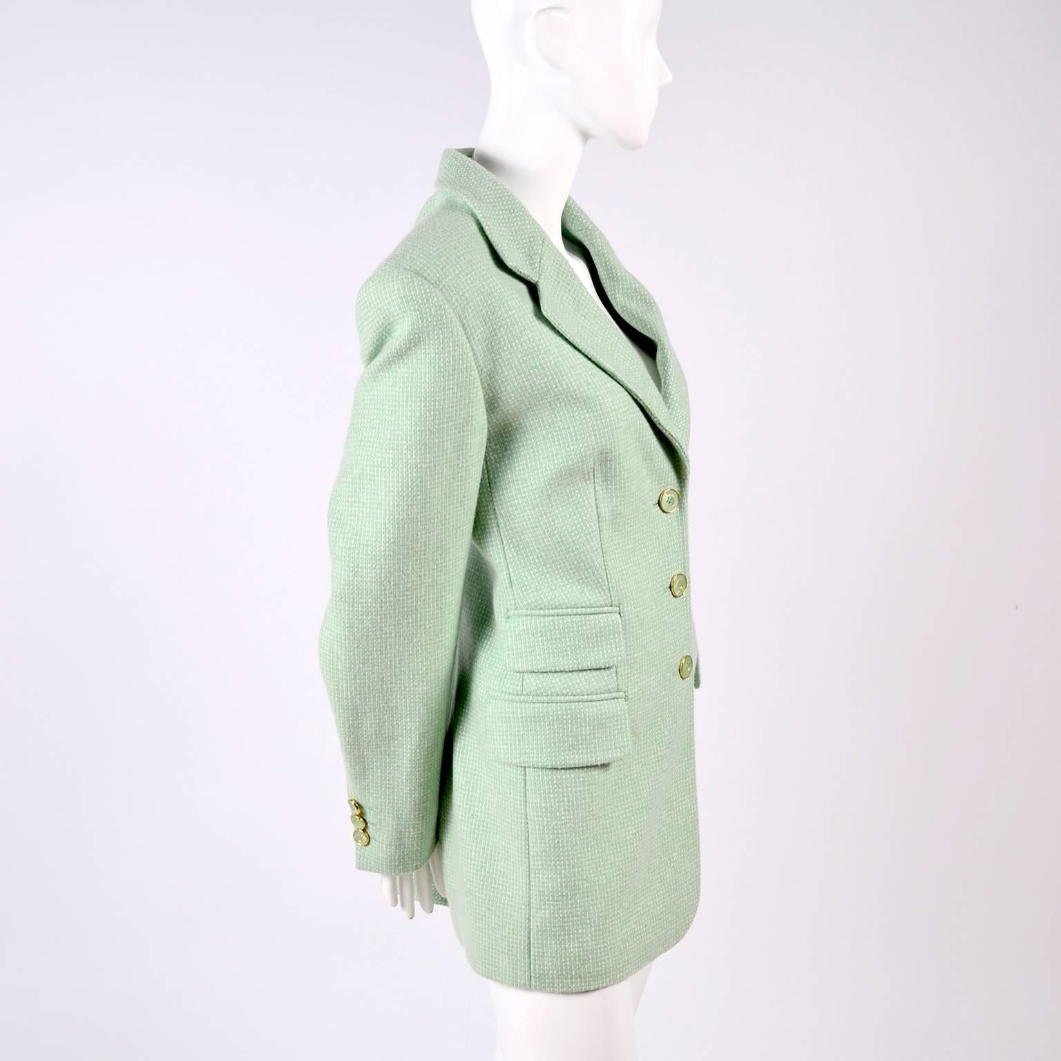 Escada Margaretha Ley Green Cashmere Blazer Jacket in Size 8 For Sale 1