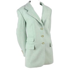 Vintage Escada Margaretha Ley Green Cashmere Blazer Jacket in Size 8