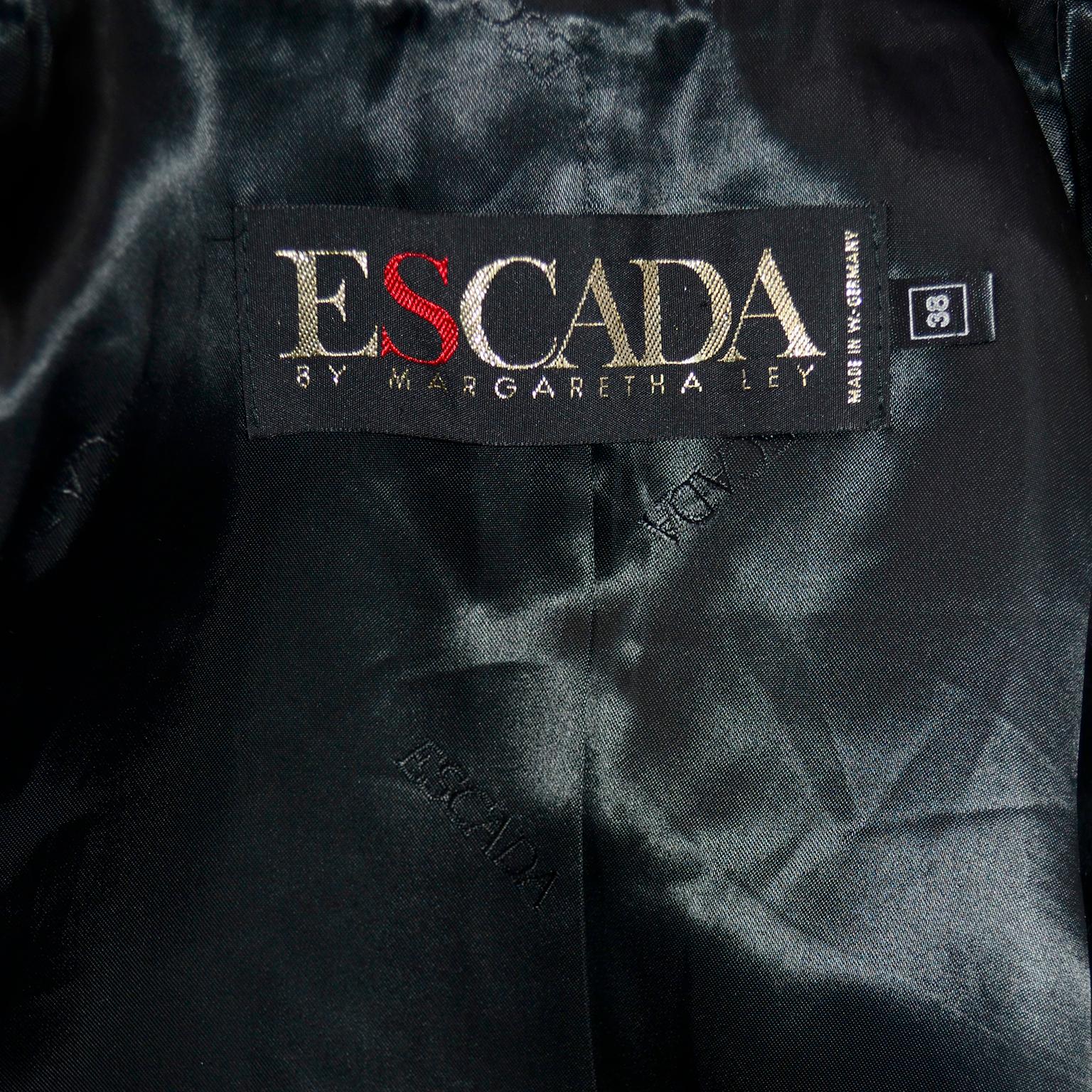 Escada Margaretha Ley Plaid Wool Blazer Longline Jacket in Gray & Brown Plaid For Sale 1