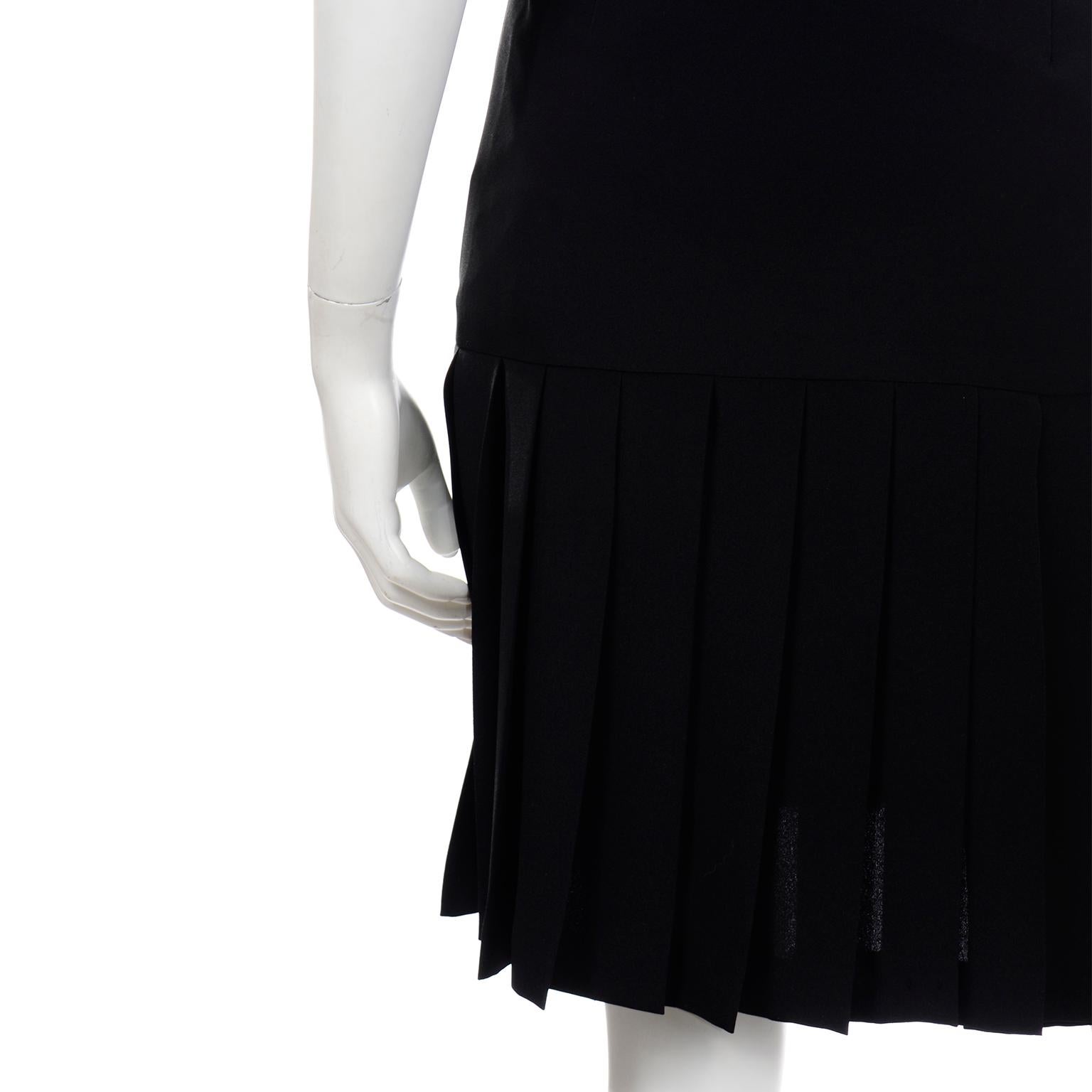 Escada Margaretha Ley Vintage Black & White Dress w/ Striped Piping & Pockets 3
