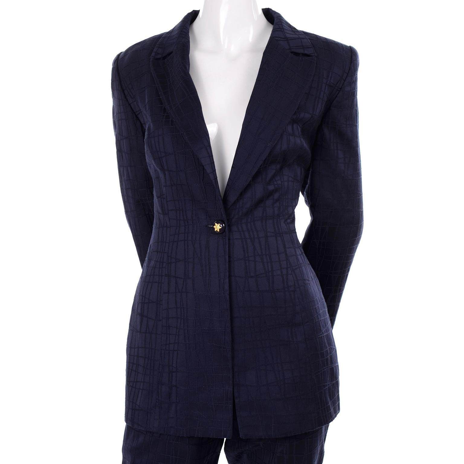Escada Margaretha Ley Vintage Trouser and Jacket Pant Suit Textured Blue  Cotton For Sale at 1stDibs | escada margaretha ley pants, escada by  margaretha ley jacket, blue pantsuit