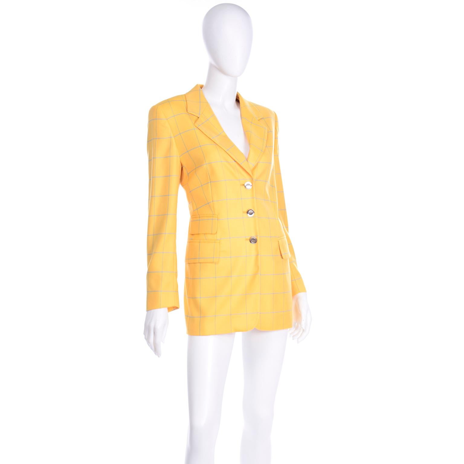 yellow check coat