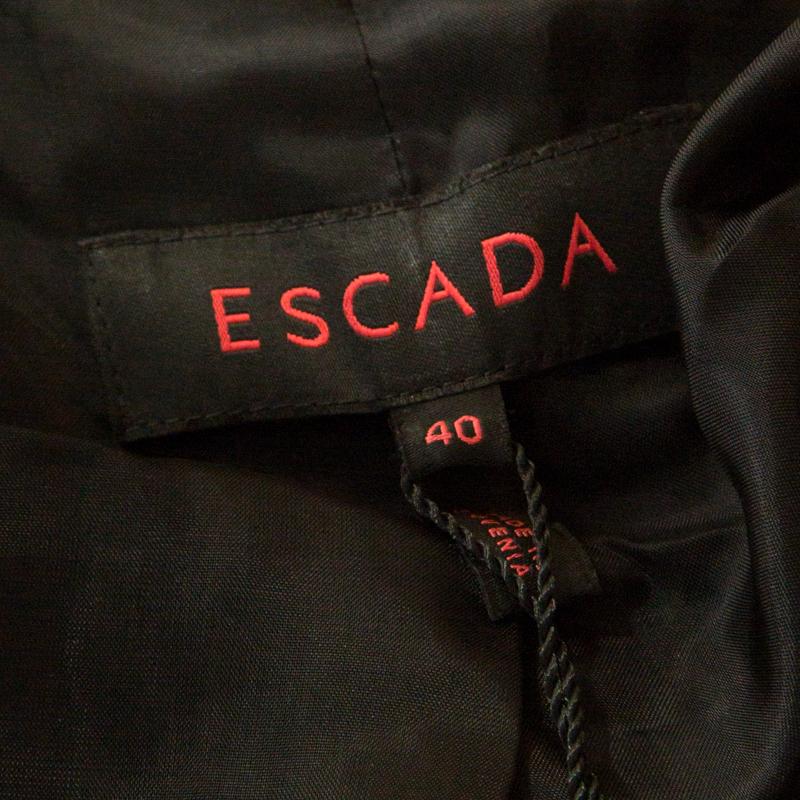 Escada Metallic Black Satin Trim Tailored Blazer L In New Condition In Dubai, Al Qouz 2