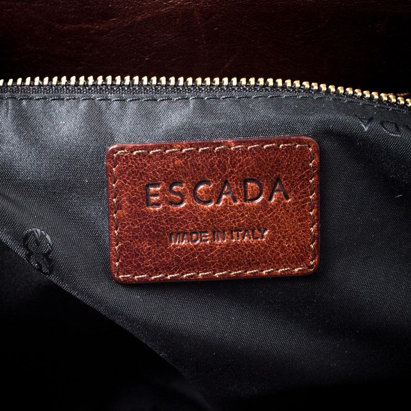 Escada Metallic Gold Nylon and Leather Buckle Flap Shoulder Bag 7