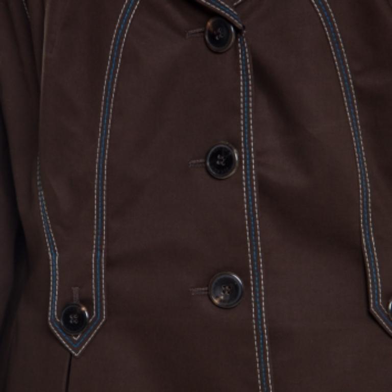 Donna Escada Blazer verde militare in cotone con dettaglio impunture e bottoni XL in vendita