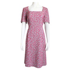 Escada Mini Daisy Jacquard Dress Pale Green Pink Floral, Short Sleeve EU 40