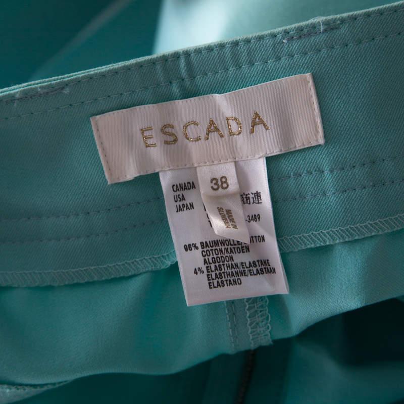 Escada Mint Green Cotton Stretch Denim Straight Fit Jeans M 1