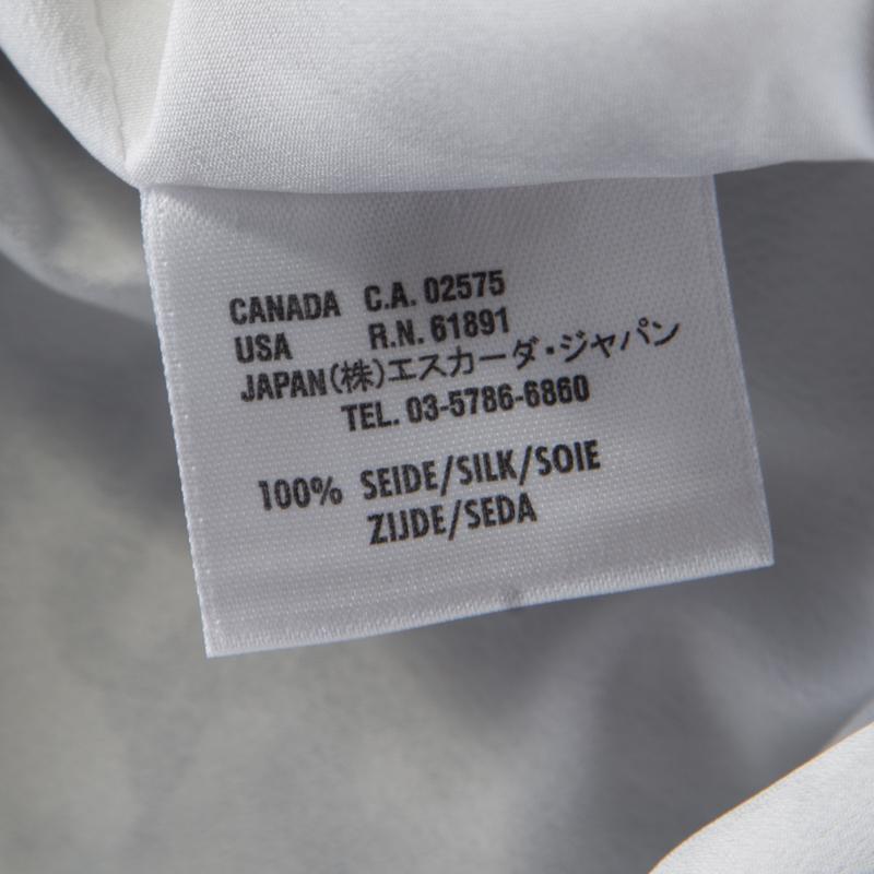Escada Monochrome Lace Printed Silk Sleeveless Flounce Midi Dress XL In Good Condition For Sale In Dubai, Al Qouz 2
