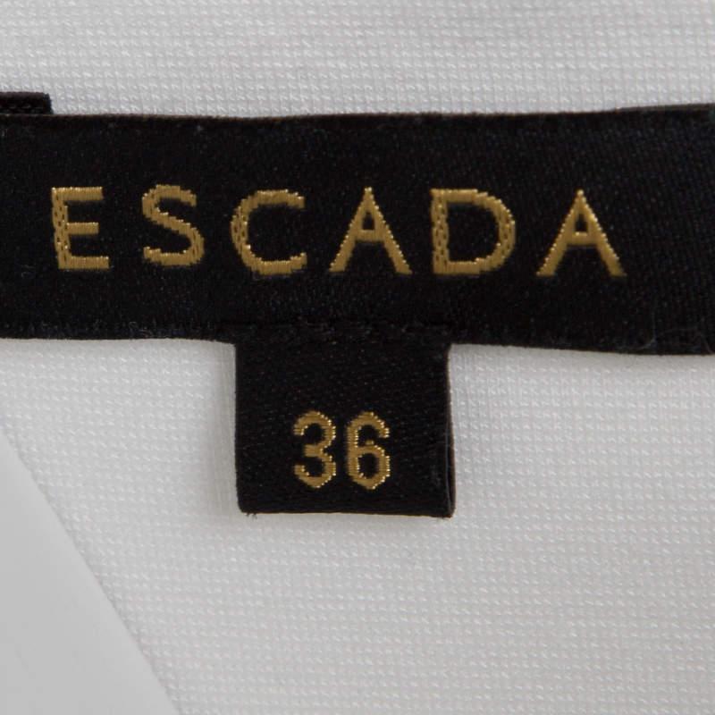 Escada Monochrome Scallop Lace Panel Detail Short Sleeve Dress XS For Sale 1