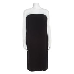 Escada Monochrome Sheer Yoke Detail Long Sleeve Dary Dress L