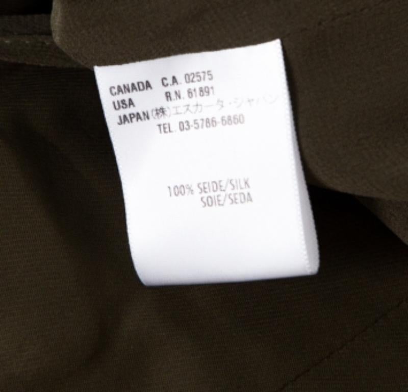 Escada Gonna a tubino in seta verde muschio con fascia in vita L in vendita 2