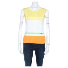 Escada Top de punto de rayas multicolor sin mangas M