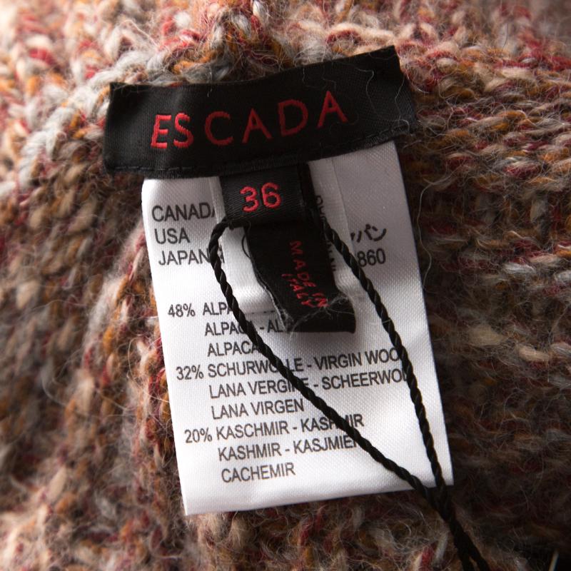 Escada Multicolor Chunky Knit Alpaca Blend Turtleneck Cape M In New Condition In Dubai, Al Qouz 2