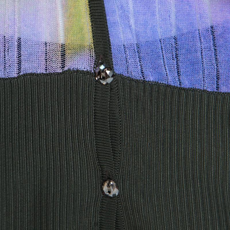 Women's Escada Multicolor Fantasy Print Knit Kimono Sleeve Cardigan L