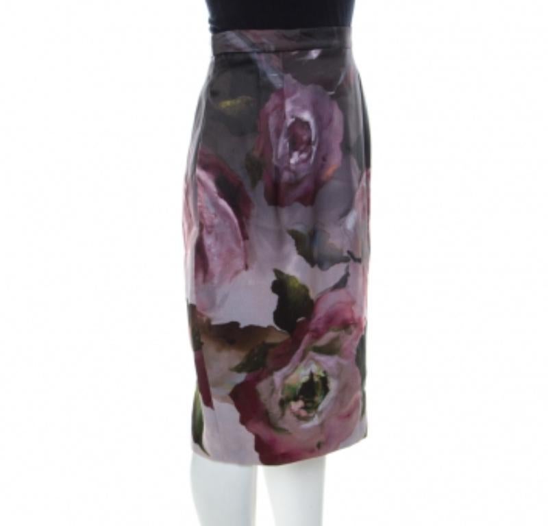 Jupe fourreau Escada imprimée florale multicolore longueur genou L en vente 1