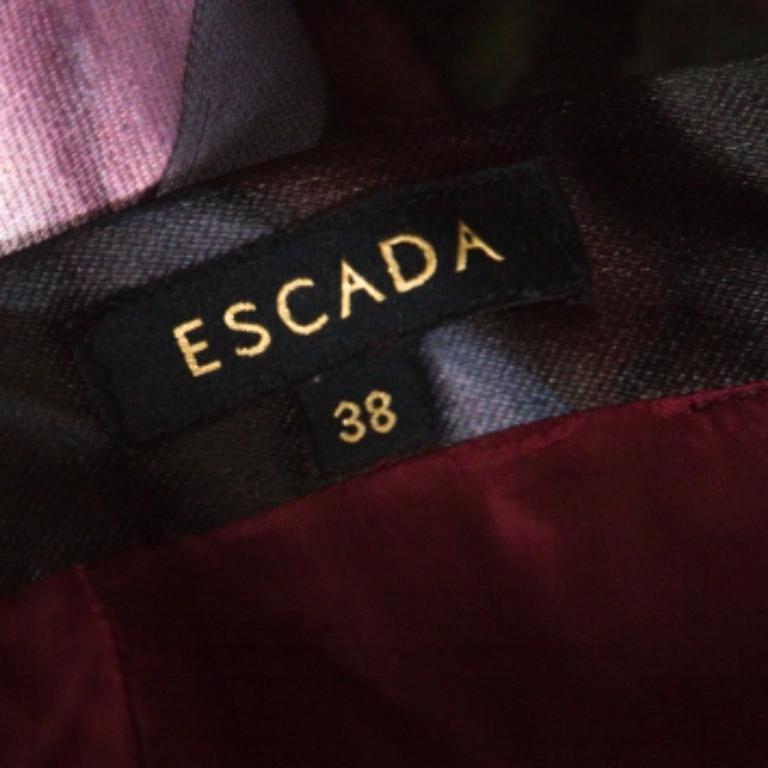 Gris Escada Multicolor Floral Print Knee Length Sheath Skirt M en vente