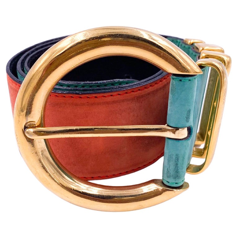Escada Multicolor Gold Buckle Belt For Sale at 1stDibs display picture 2