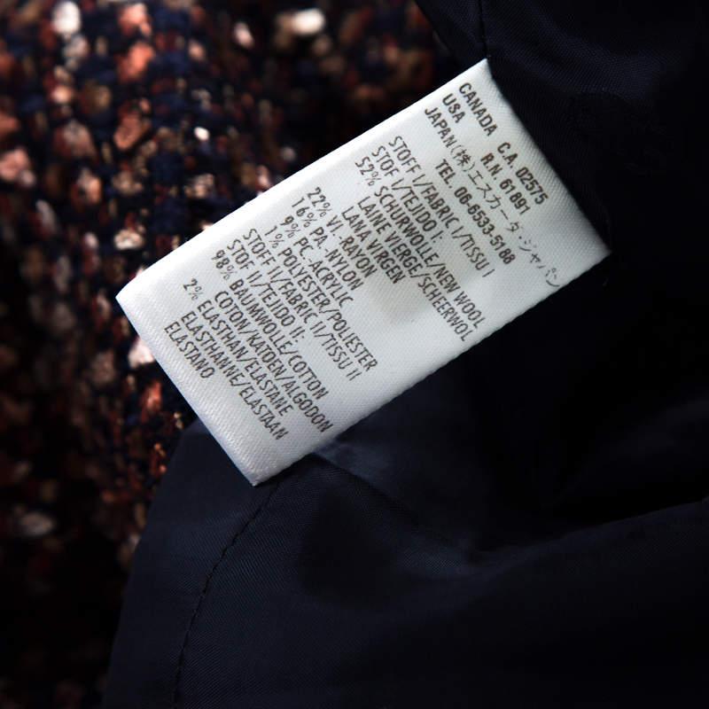 Escada Multicolor Tweed Denim Bow Detail Sleeveless Shift Dress XL 1