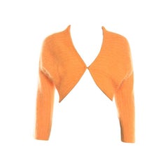 Escada Mustard Yellow Angora Rib Knit Fuzzy Bolero L