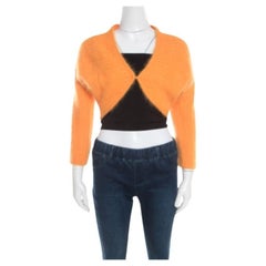 Escada Bolero Fuzzi in maglia d'angora a costine giallo senape L.