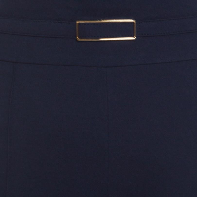 Escada Navy Blue Jersey Logo Buckle Detail Tanessa Tapered Pants XL 1
