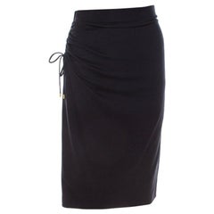 Escada Navy Blue Jersey Ruched Side Detail Skirt M