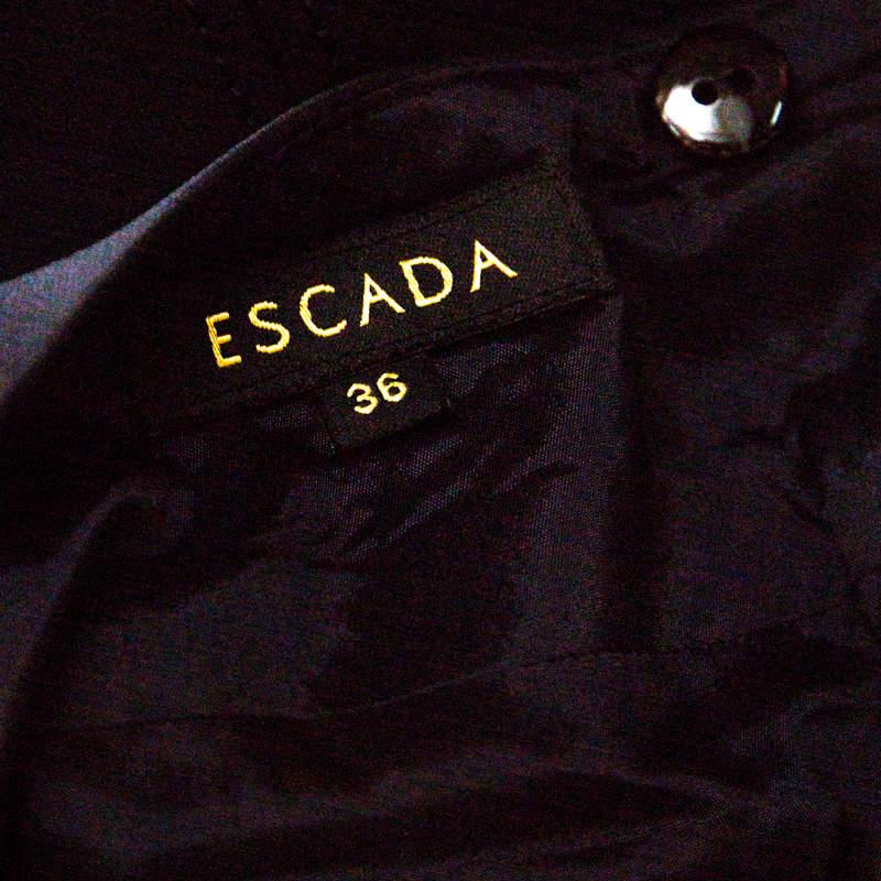 Women's Escada Navy Blue Stretch Crepe Panelled Pencil Skirt M