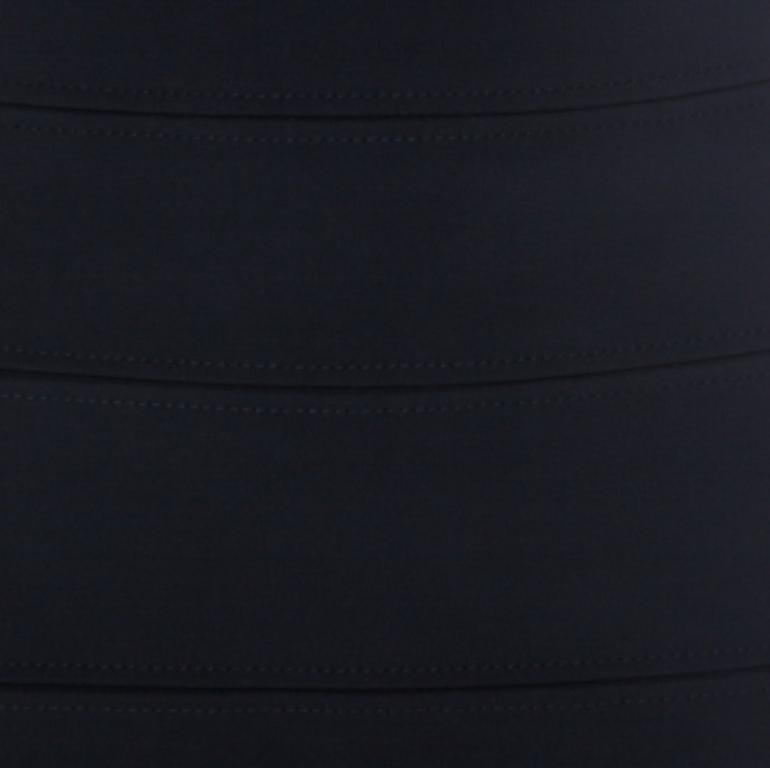 Escada Navy Blue Stretch Crepe Panelled Pencil Skirt M en vente 1