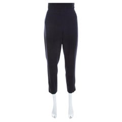 Pantalon Tsava court Escada bleu marine en crêpe de laine extensible taille haute M