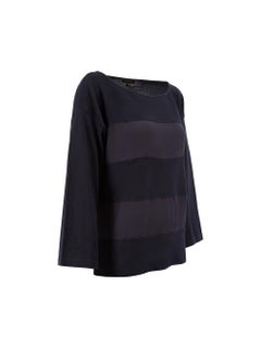 Escada Navy Wool Stripe Panelled Jumper Size XL