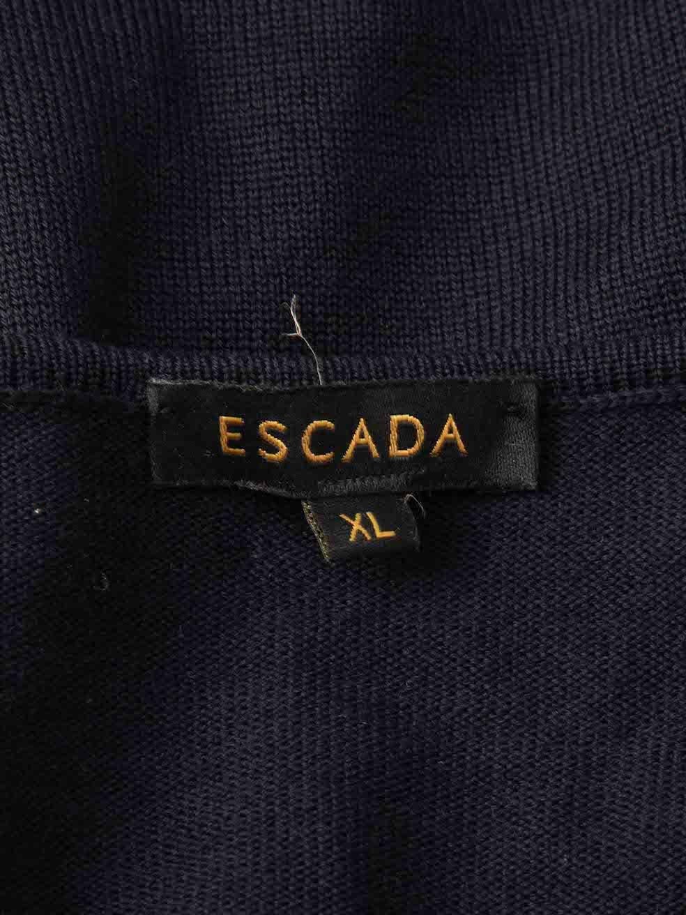 Escada Navy Wool Stripe Panelled Jumper Size XL In Excellent Condition For Sale In London, GB