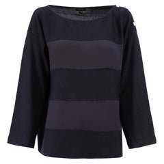 Escada Navy Wool Stripe Panelled Jumper Size XL