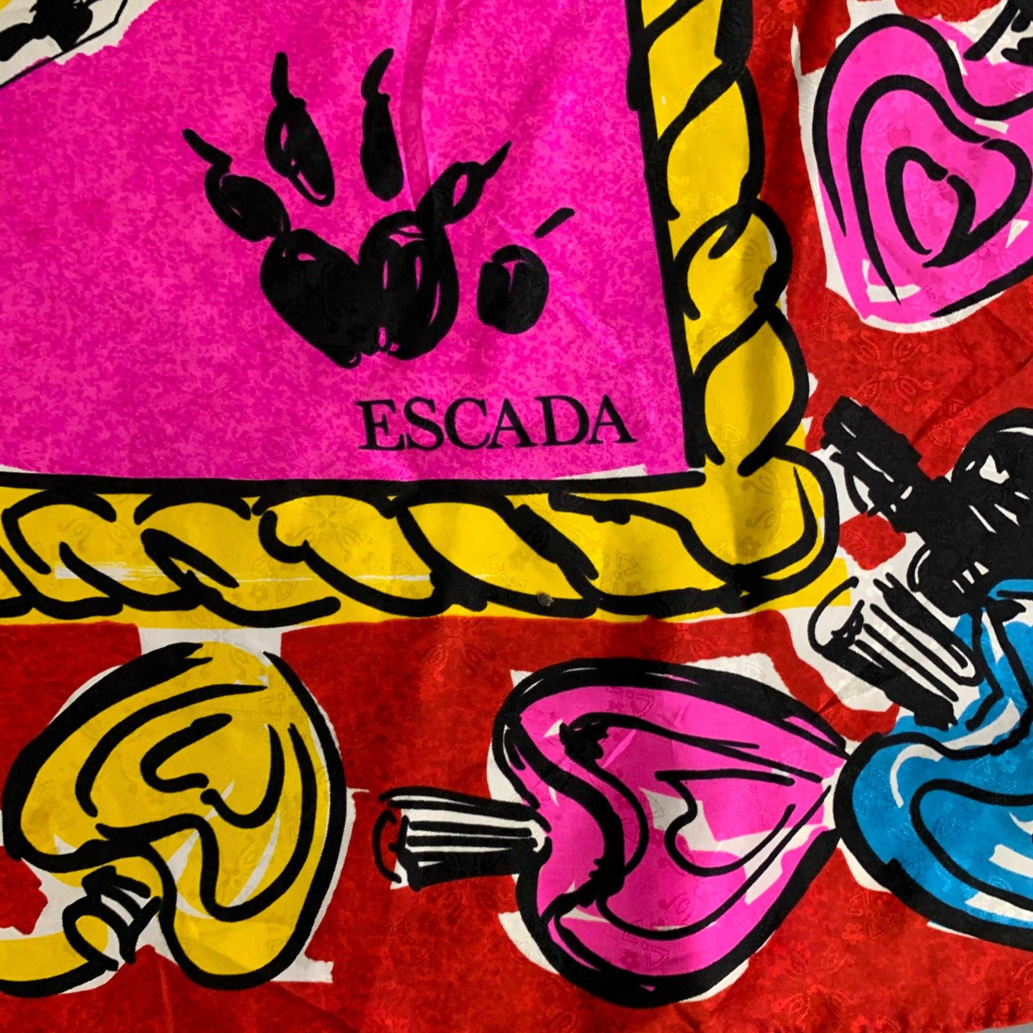 ESCADA News from the Tiger Red Pink Heart Seidenschal (Rot)