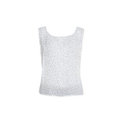 Escada Off White and Black Polka Dotted Silk Sleeveless Top M