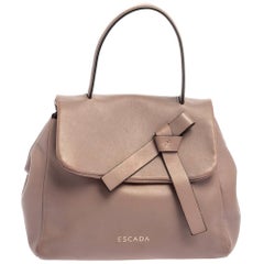 Escada Old Rose Pink Leather Bow Top Handle Bag